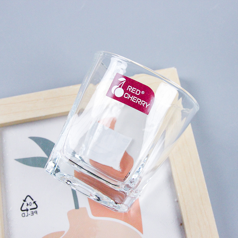 Red Cherry 306C Small Square Glass Cup - Image 2