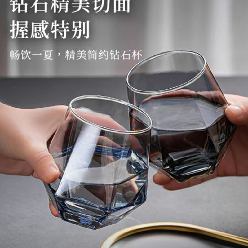 Tongyuan Hexagonal Glass Cup (Amber Smoke)