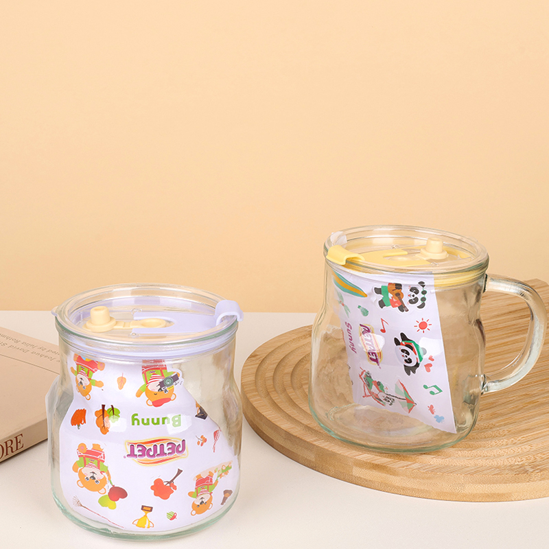 024 cartoon pier glass cup (straw bag cover, 550ml)