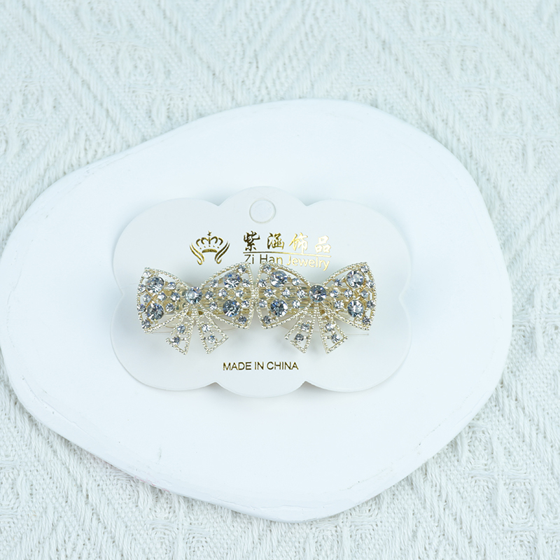 New Rhinestone Bow Hair Barrette - 이미지 4