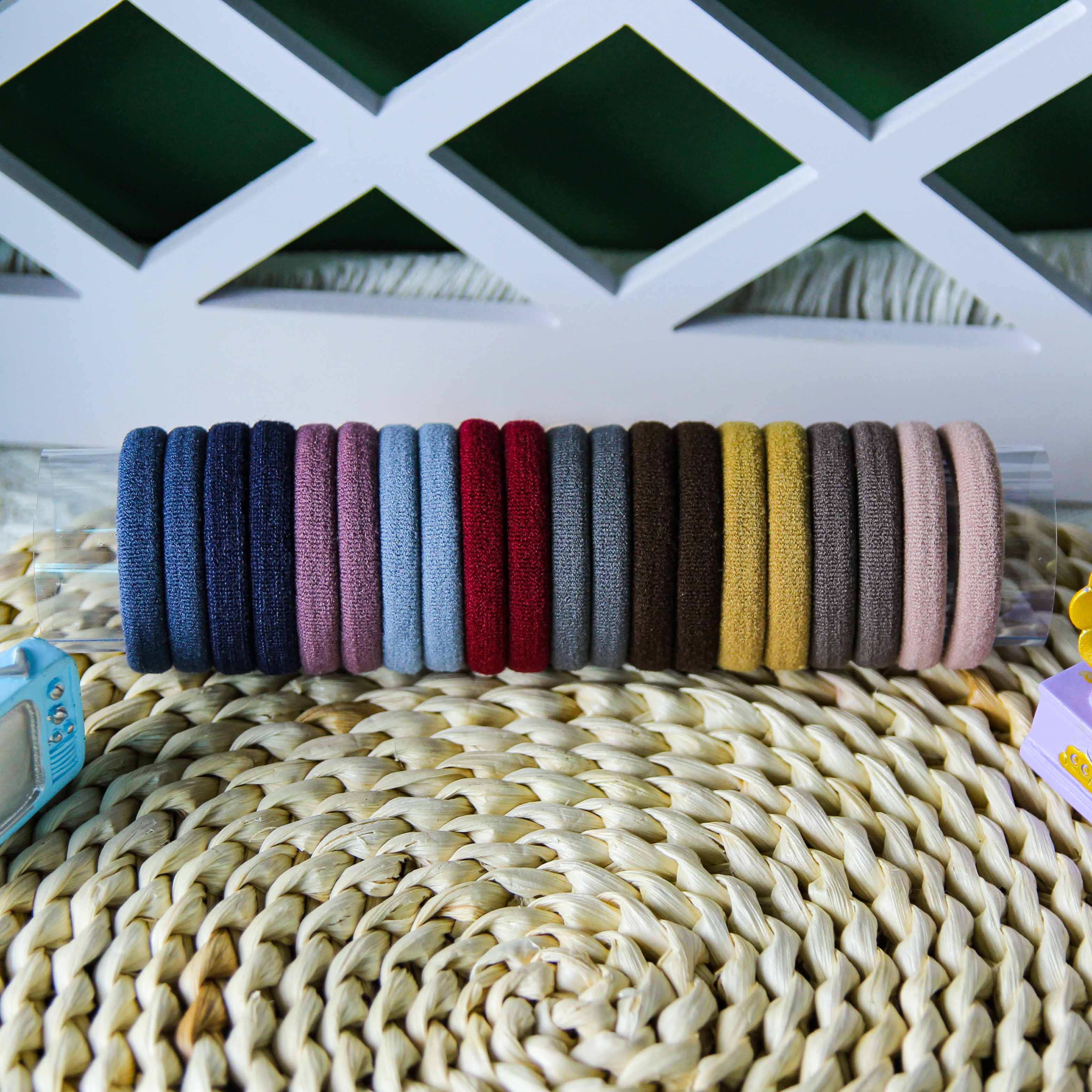 Twenty Deep Color Cotton Hair Ties