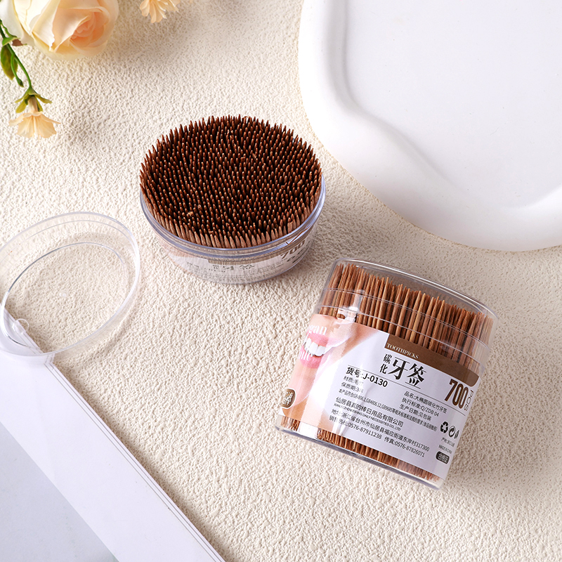 J-0130 large oval box carbonized toothpicks (700)