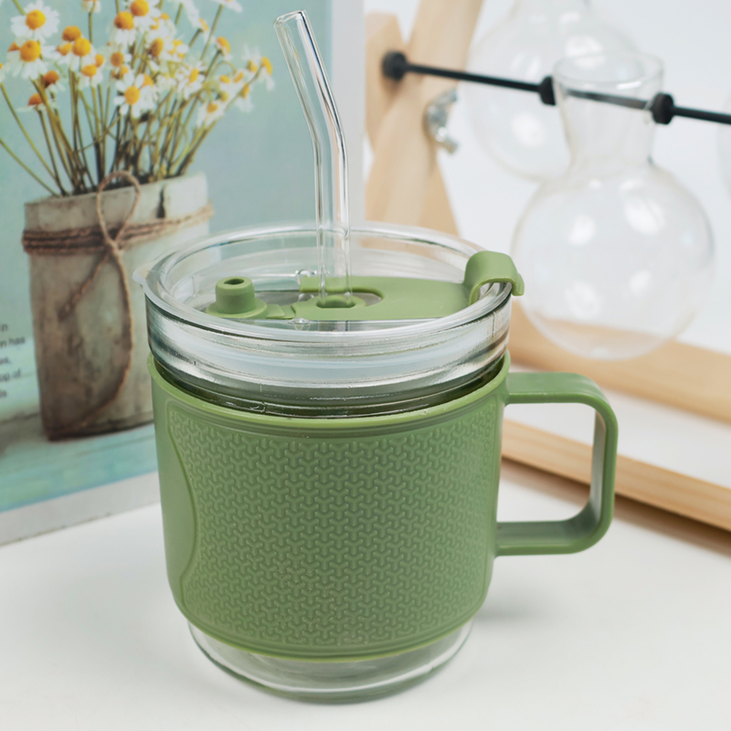 Plastic shell double drinking cup with lid straw (400ml) - Image 3
