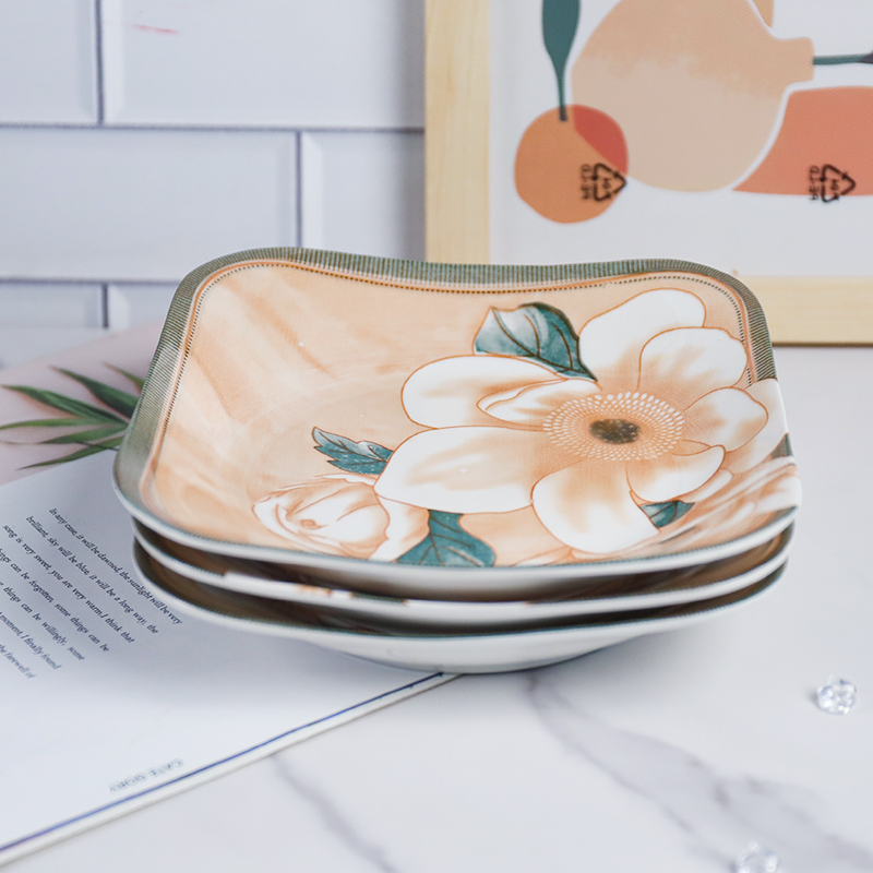 New Bone China 8-inch Ruyi Plate (Camellia, Qualified)