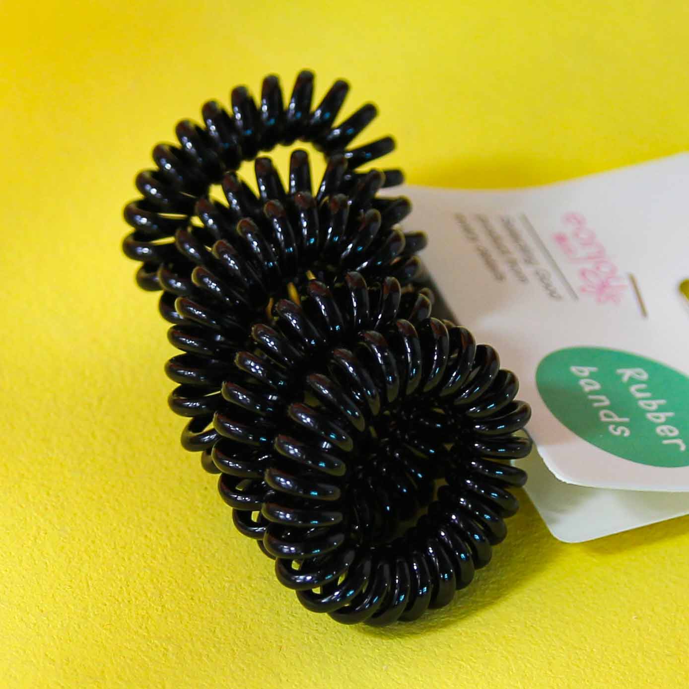 Five Small Spiral Hair Ties Header Cards Packaging