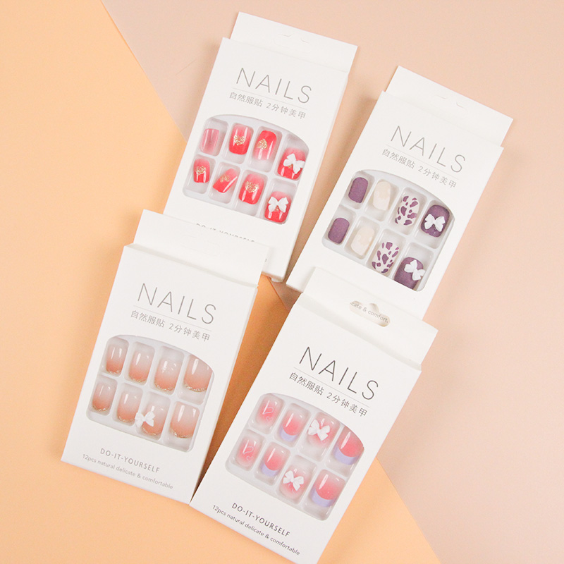 Little White Box Bow Tie Accessories False Nail (Square)