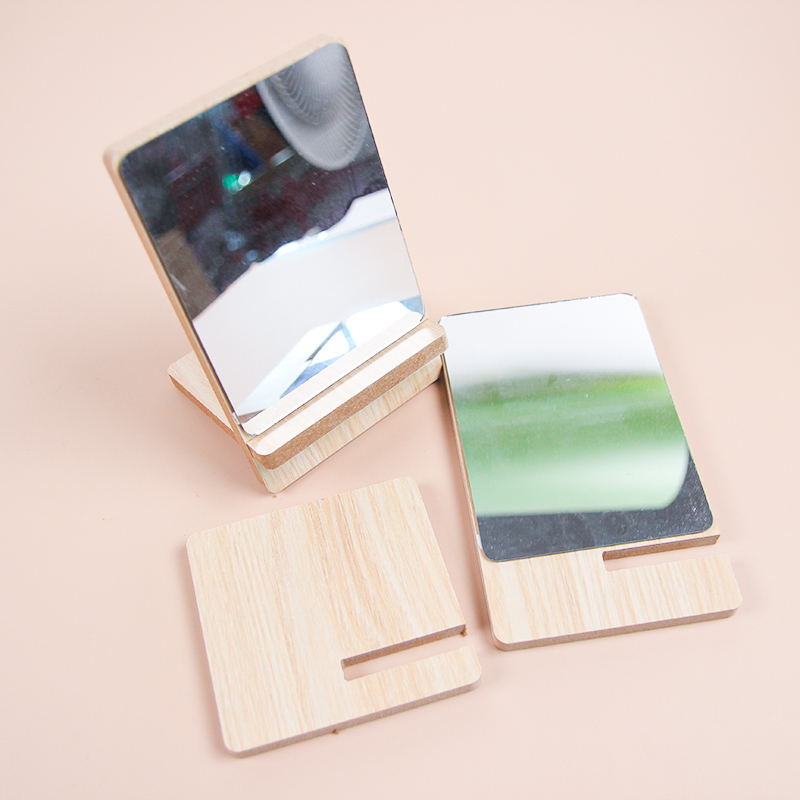 0162 Desktop Wood Grain Makeup Mirror - Image 2