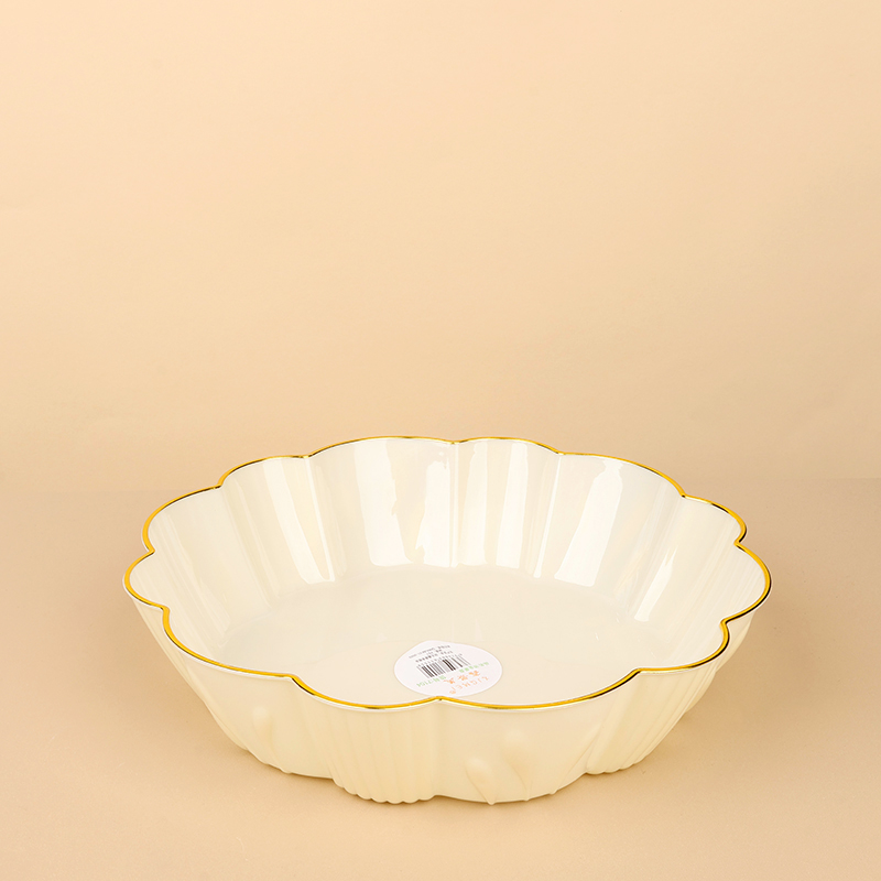 7104 gilded white flower-shaped fruit plate - 이미지 2