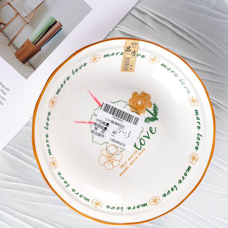 7.5 inch plate (simple line flowers)