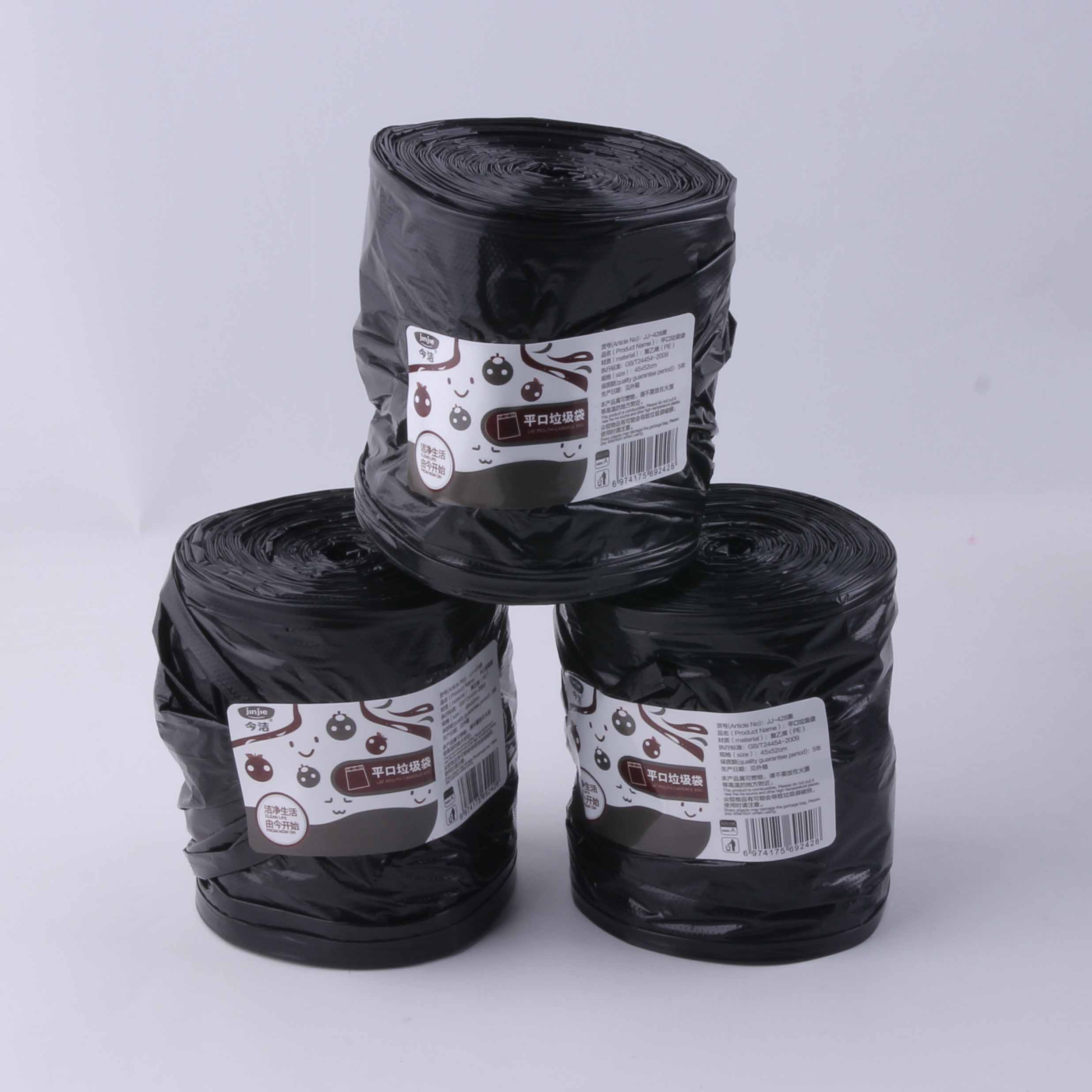 JJ-428 Extra Thick Flat Mouth Trash Bag (Black)