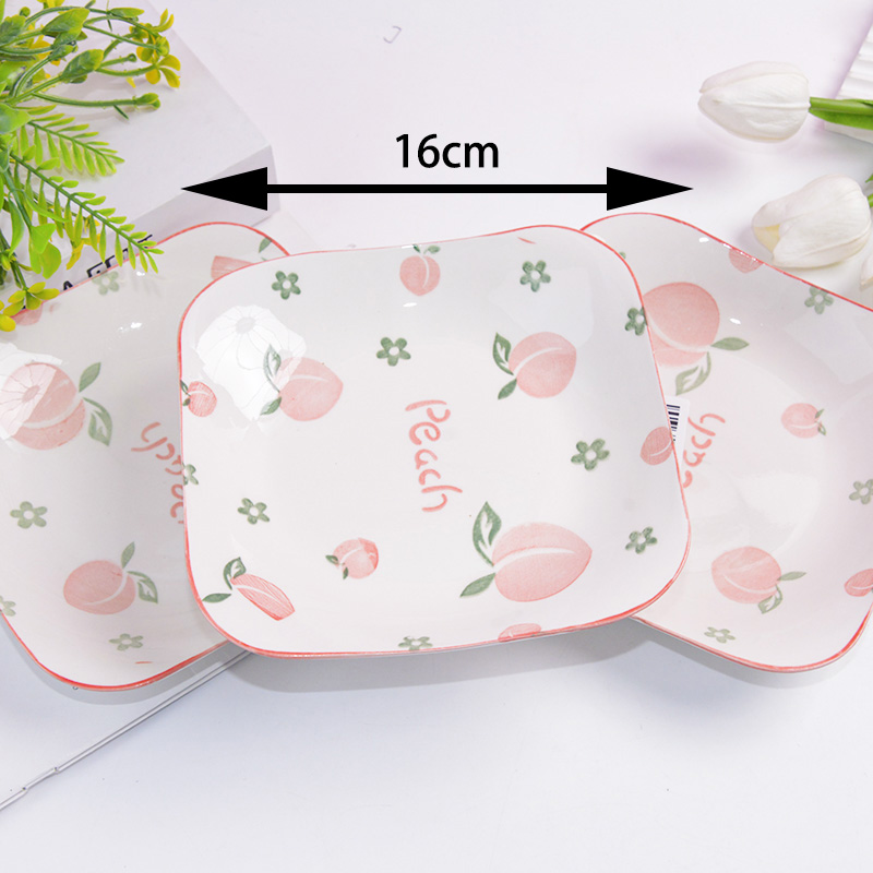 New Bone China 8-inch Ruyi Pan (Peach, Qualified)