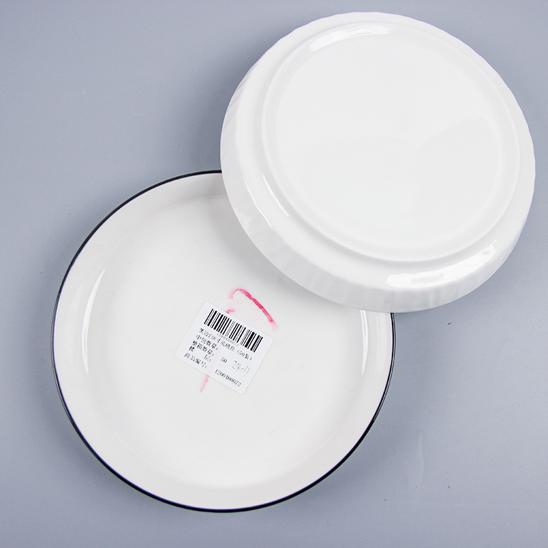 Black Rimmed 8-Inch Glass Plate (Pack of 50)