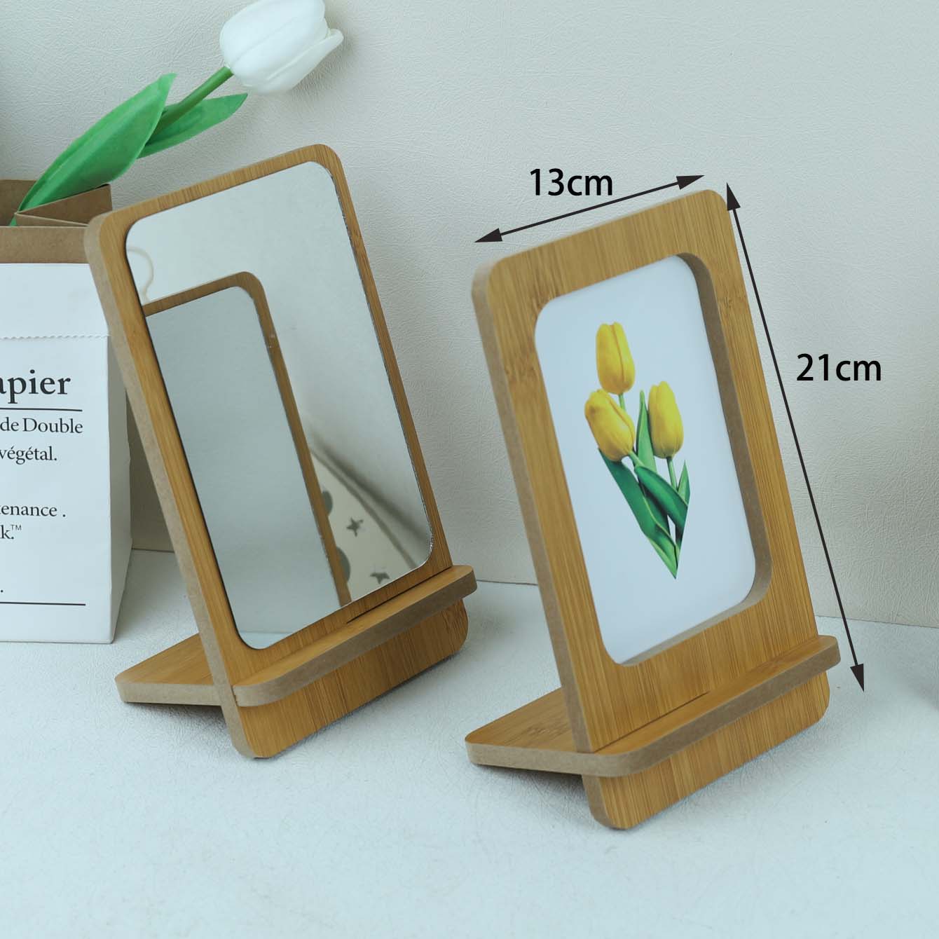 Wooden Assembled Square Mirror