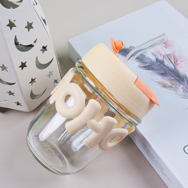 Letter Straw Double Drink Cup (70 glass straws, 320ml)