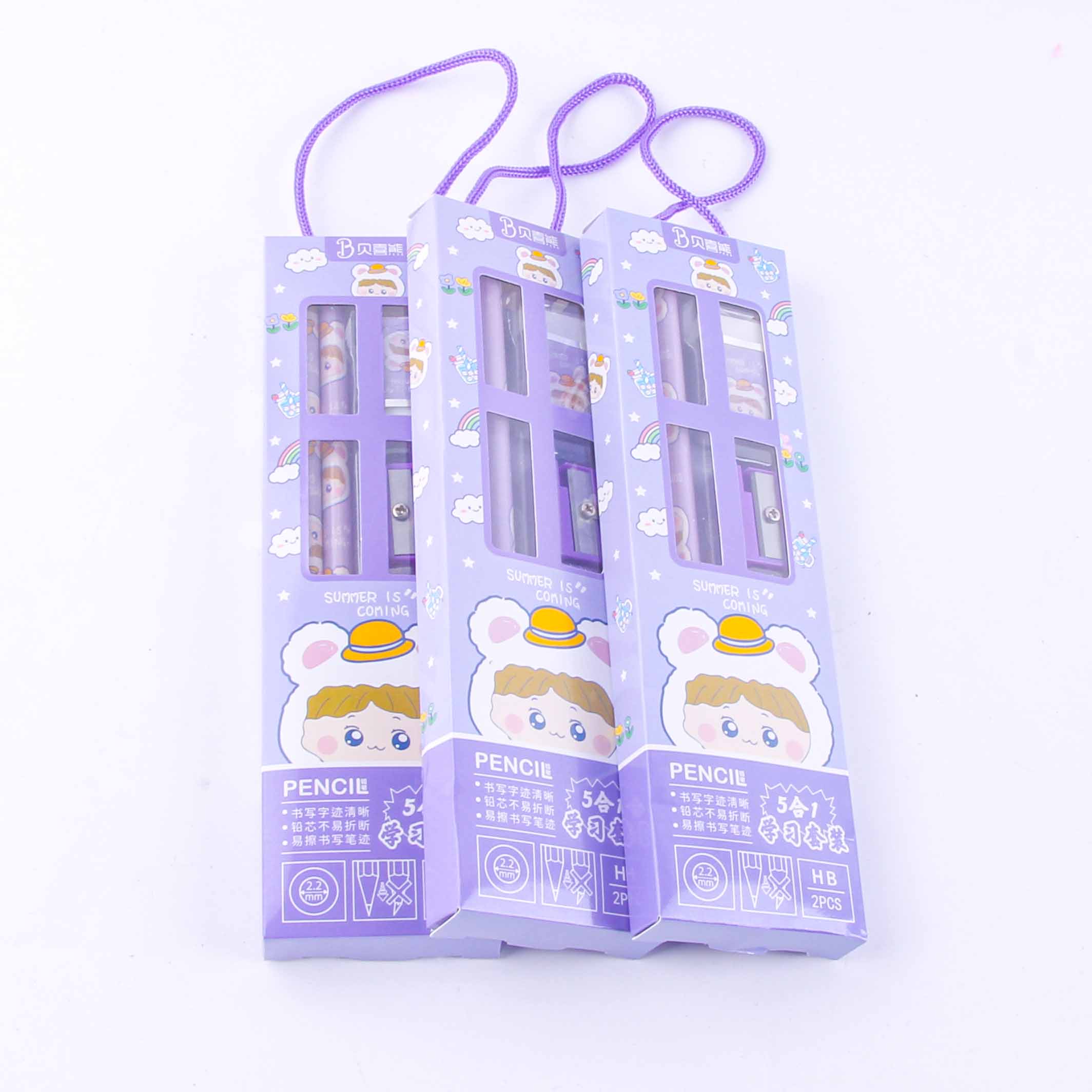 Cartoon Five-Piece Pencil Set (Random Color)