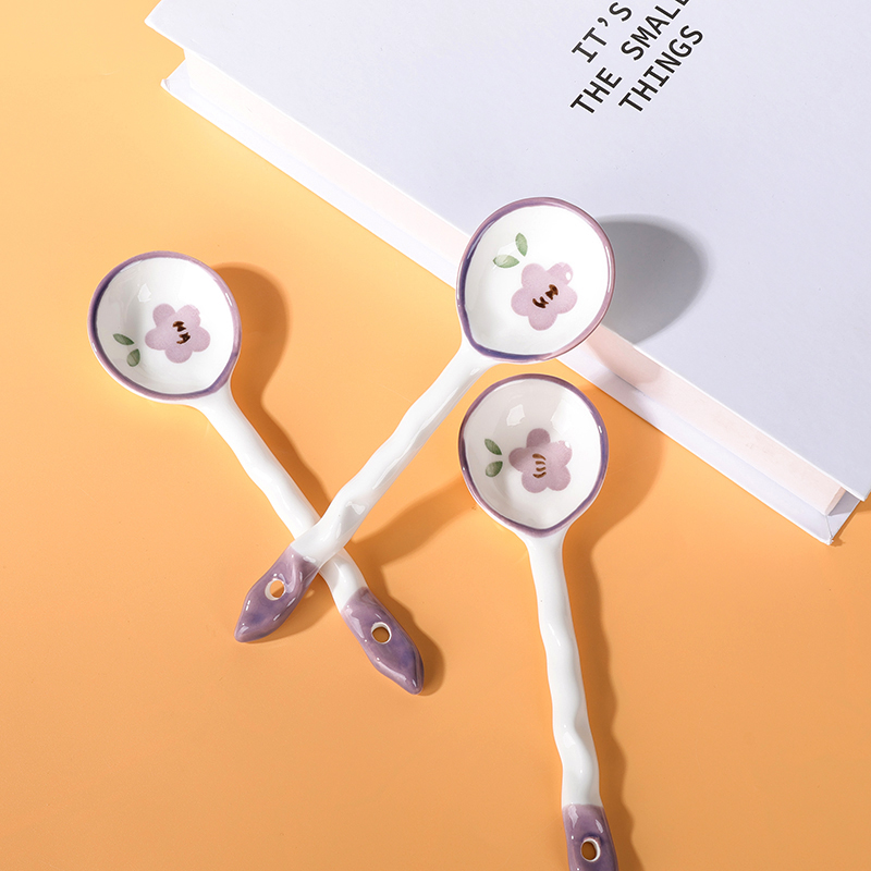 Net red twist ceramic spoon (480, purple smoked flower)
