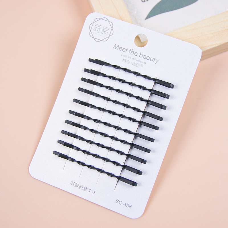 Boxed Black Wavy Bobby Pins (10 Pieces)