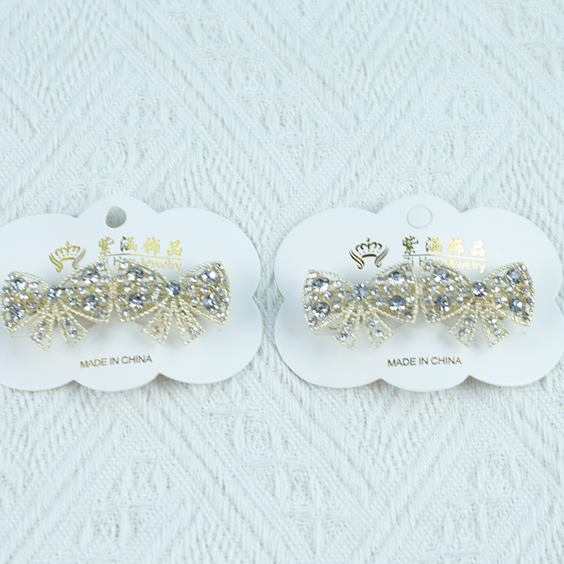 New Rhinestone Bow Hair Barrette - 이미지 2