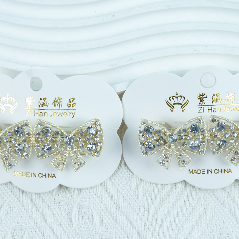 New Rhinestone Bow Hair Barrette - 이미지 3