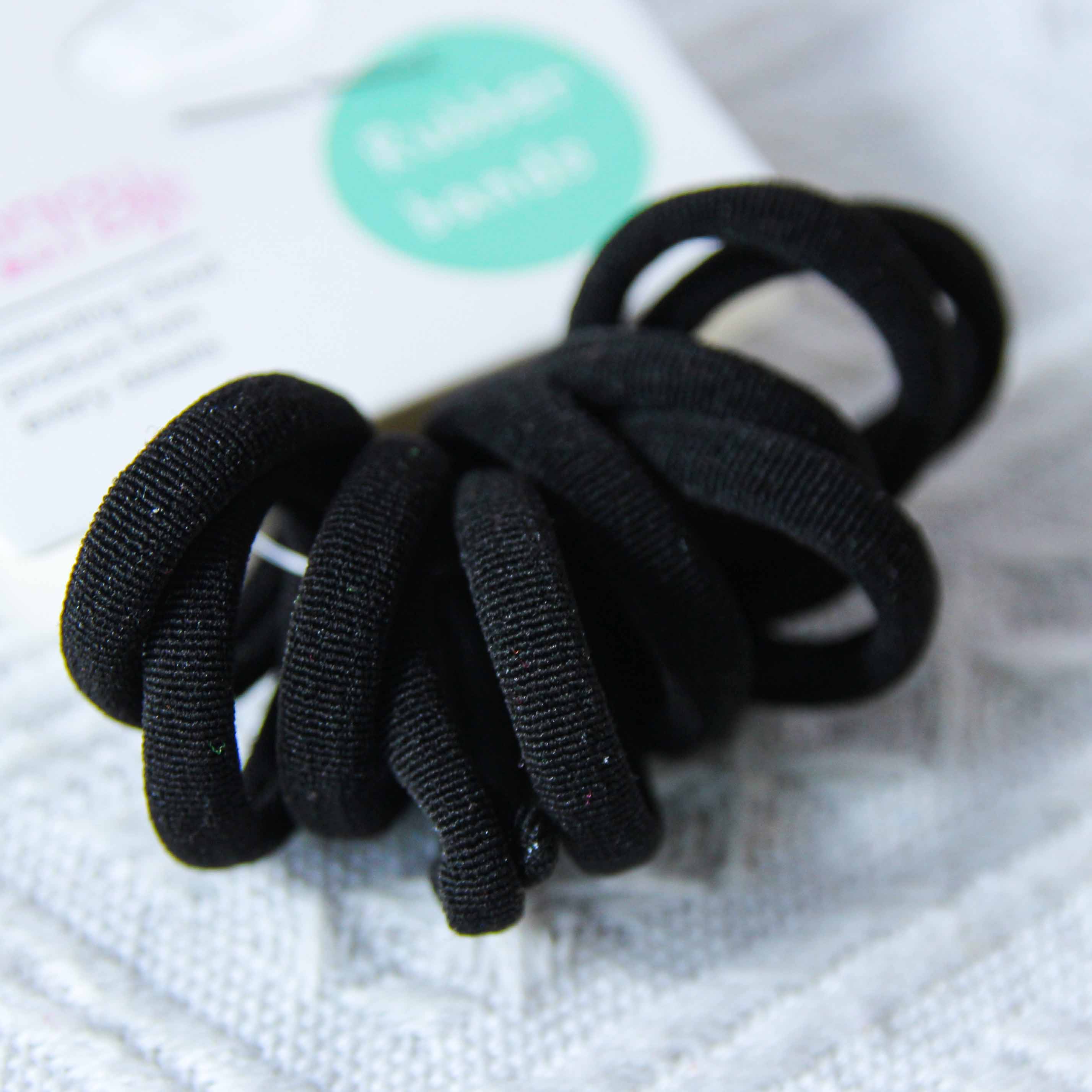 10 Children'S Cotton Hair Ties (Black) Header Cards Packaging