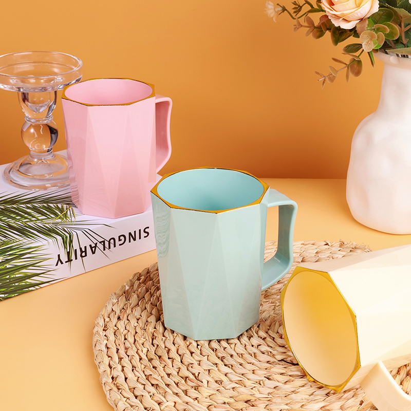 201 solid color gold-edged diamond cup - Image 2