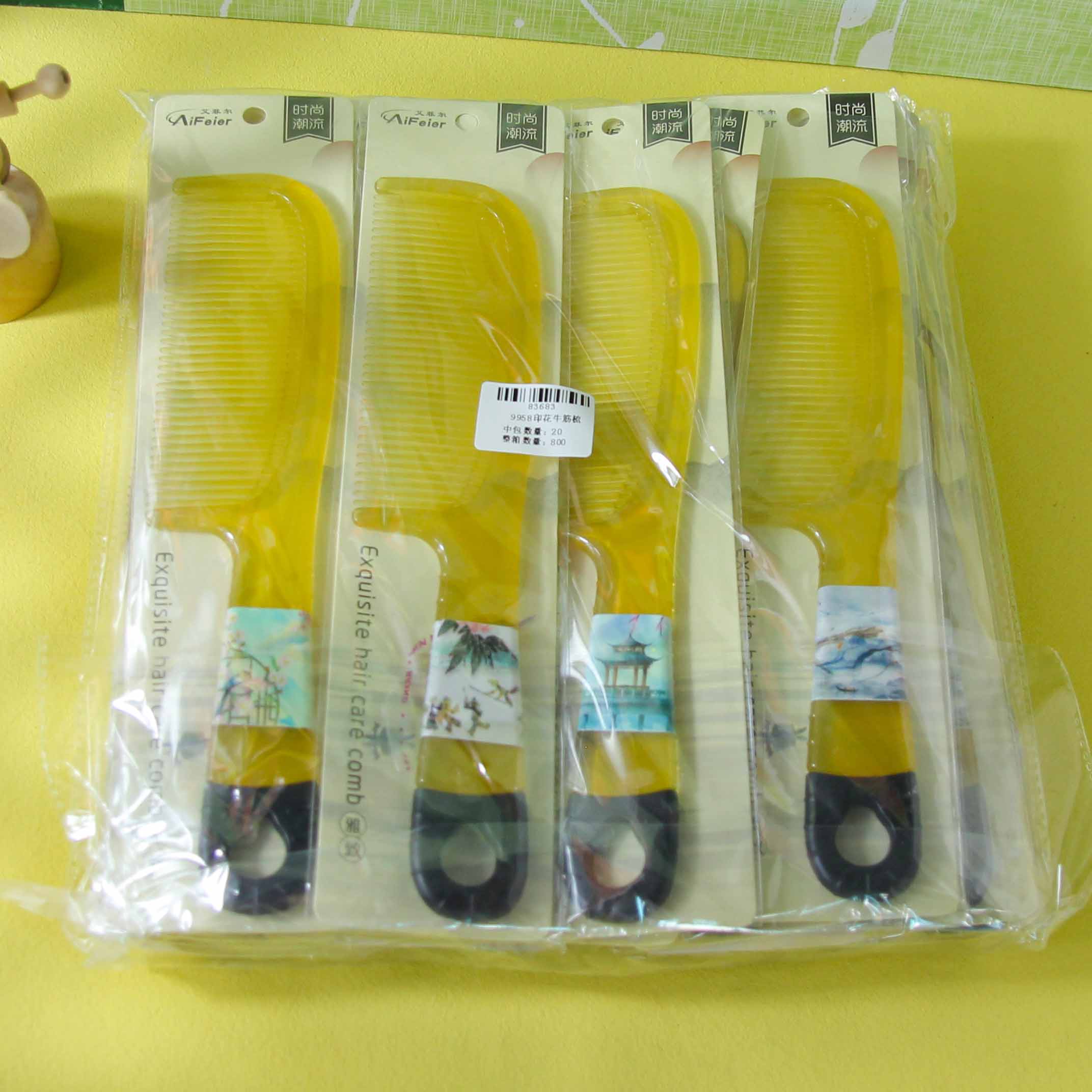 9958 Printed Cow Horn Comb - Image 3