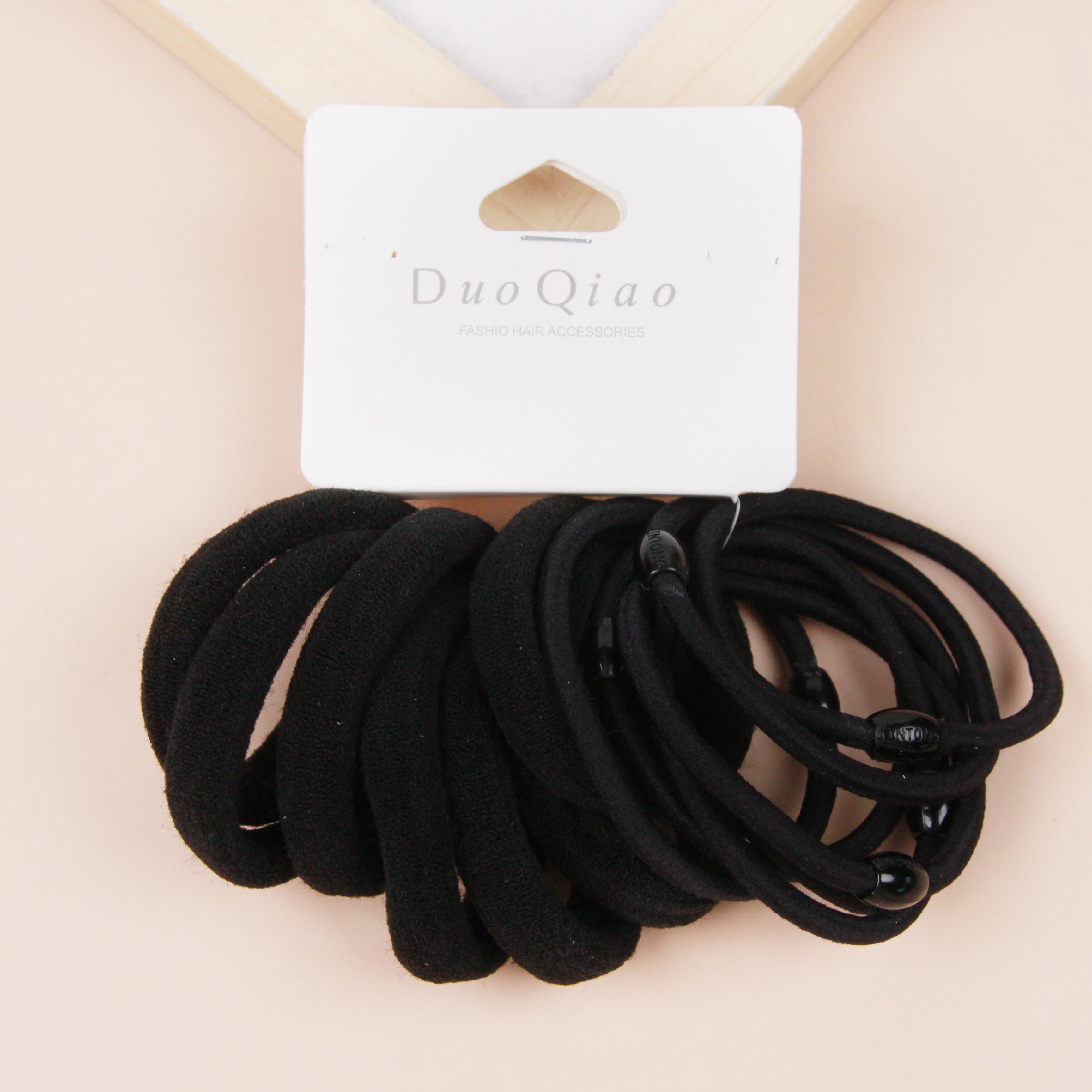 7+7 Black Header Cards Packaging Hair Ties