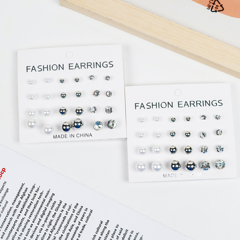 Fashion point drill series earrings (12 pairs)
