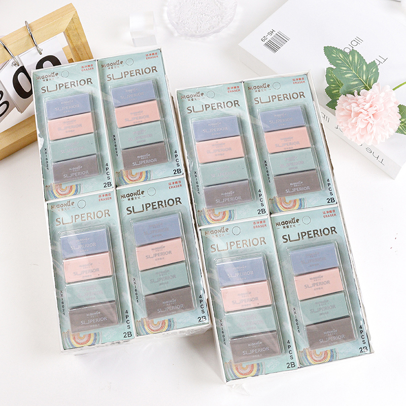 6021 Blister-Packed Colorful Eraser - 4 Pieces