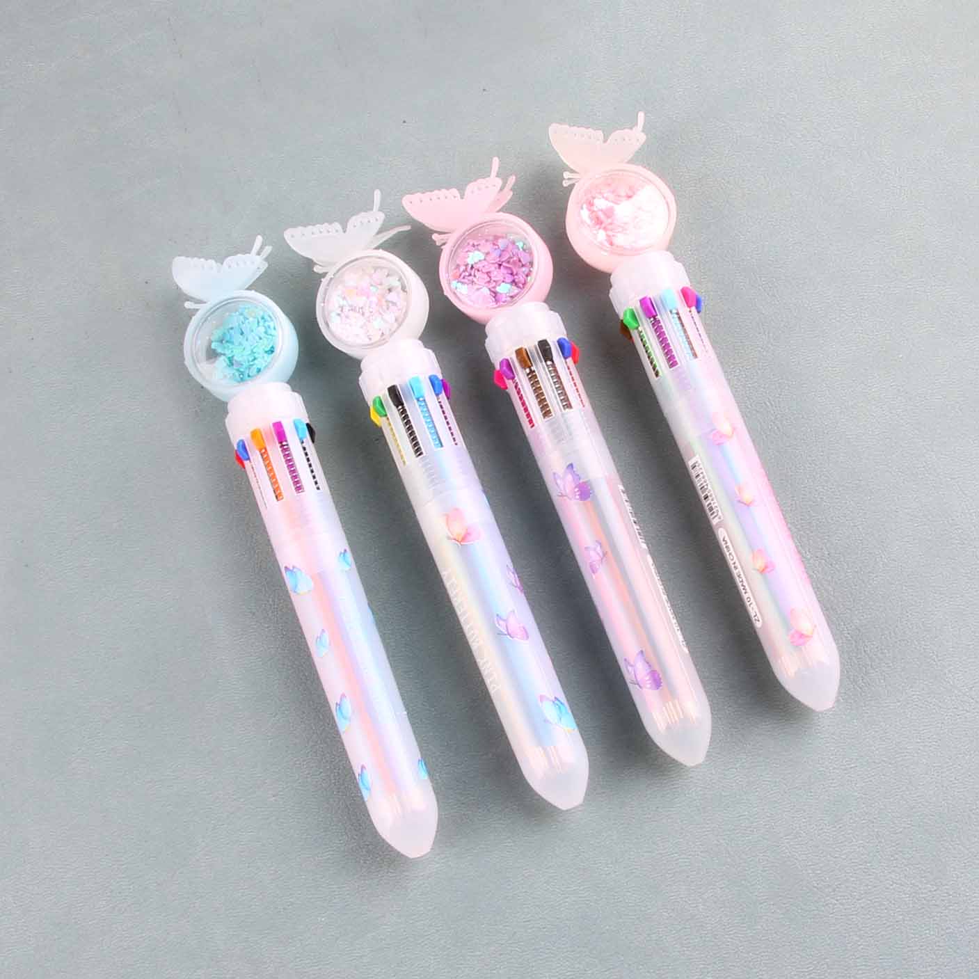 Glitter Hand Diary 10-Color Pen Set (Cat/Butterfly/Rabbit)