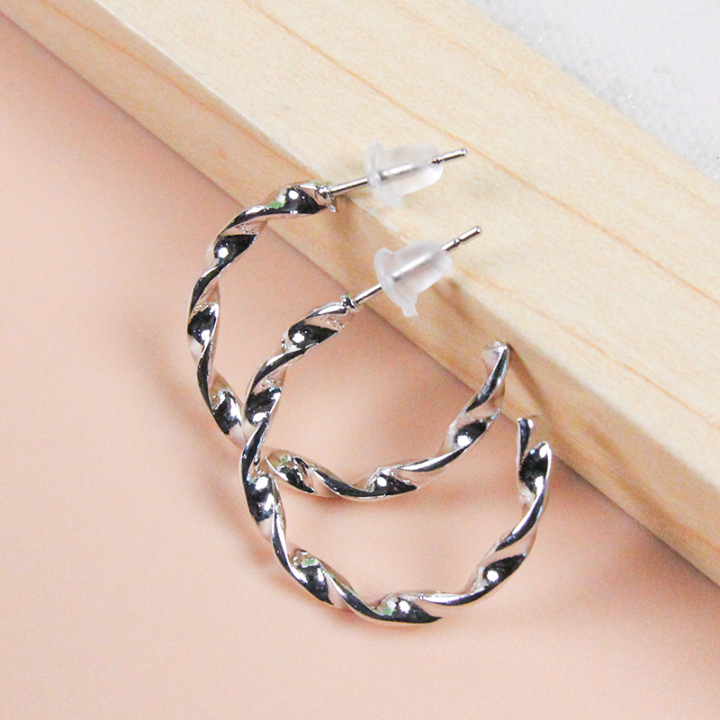 Simple Spiral Twist Earring (Silver) - Ảnh 3