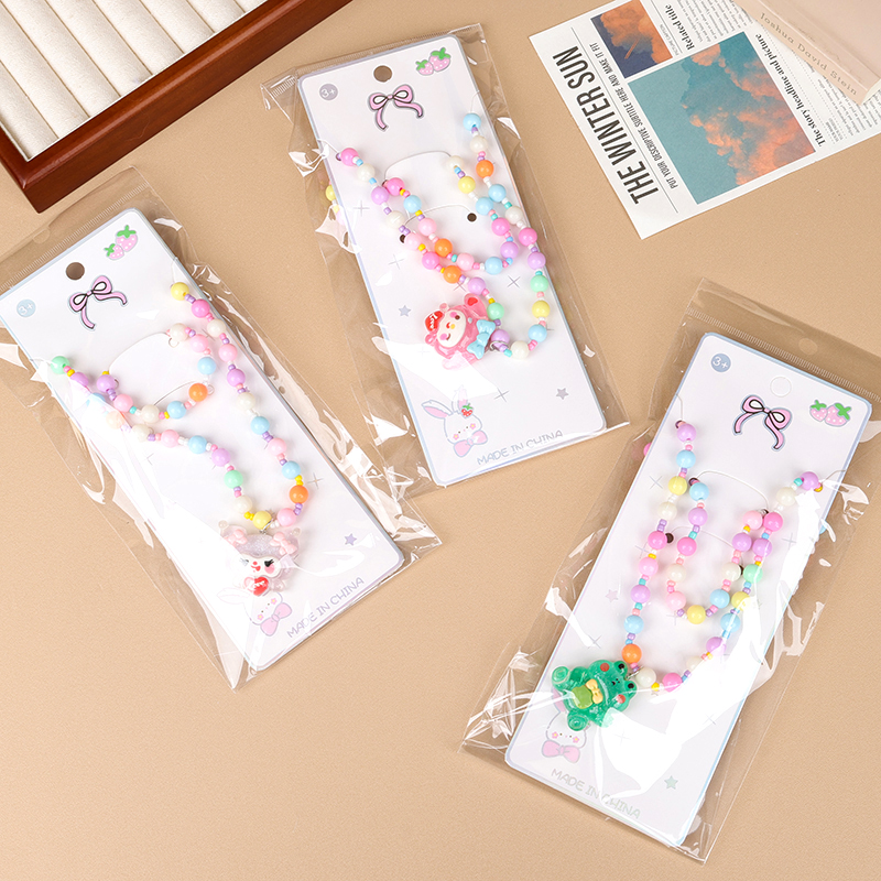 Colorful Beaded Cartoon Pendant Bracelet Necklace suit