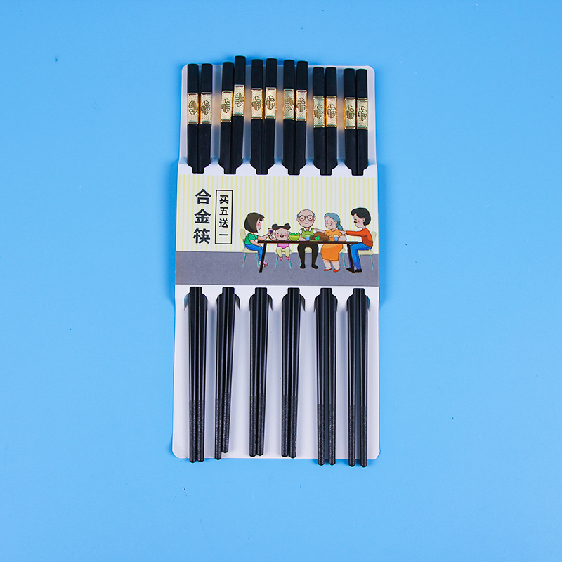 Welcoming Light Golden Fortune 6-Pair Alloy Chopsticks