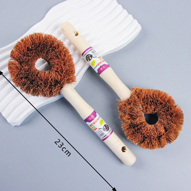 Wooden handle red brown pot brush