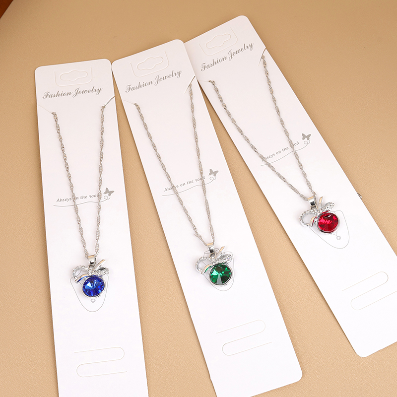 Color Crystal Bow Water Ripple Necklace