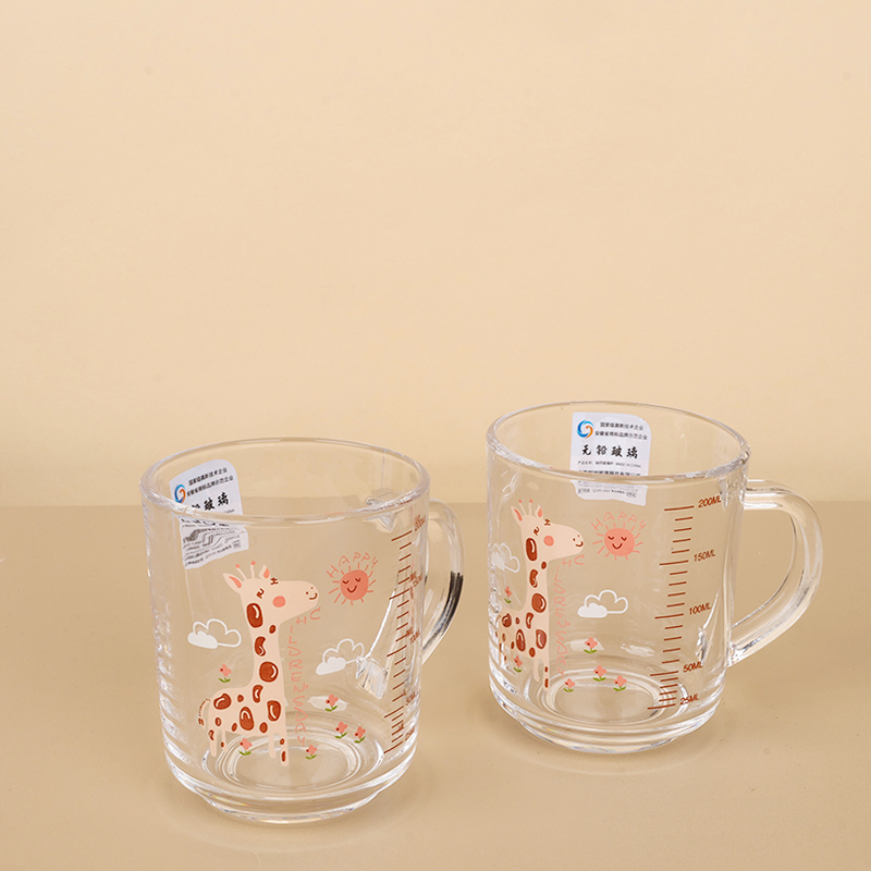 Langxu ZB24 printed glass handle cup