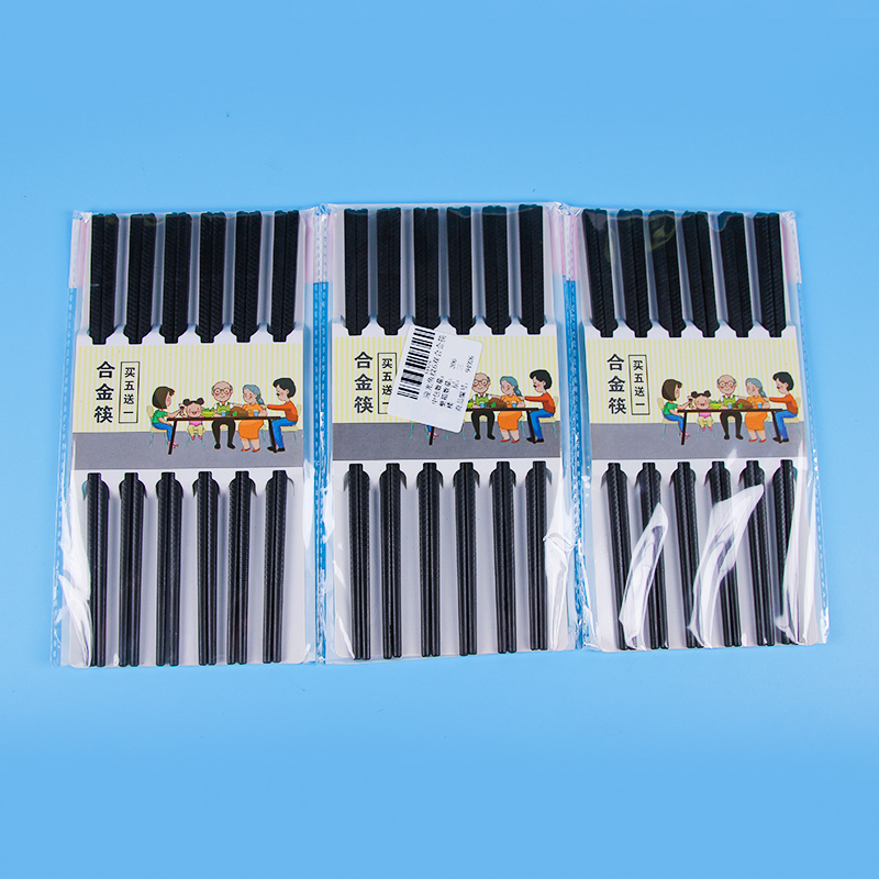 Welcoming Light Fish Pattern 6-Pair Alloy Chopsticks