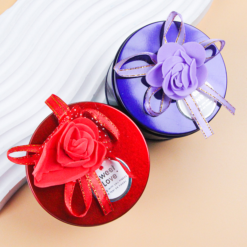 Tin Box Rose Flower Accessory Gift Box (Round)