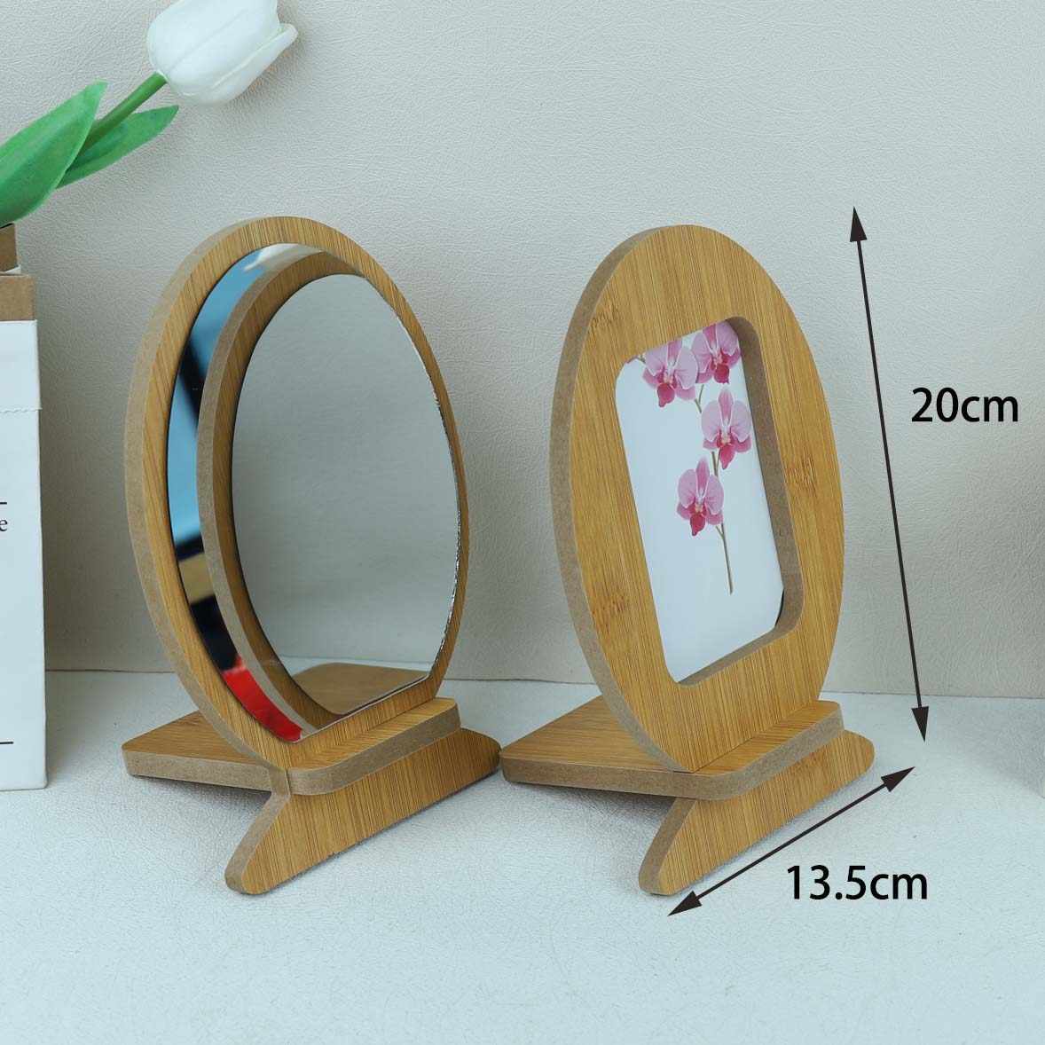 Wooden Assembled Round Mirror