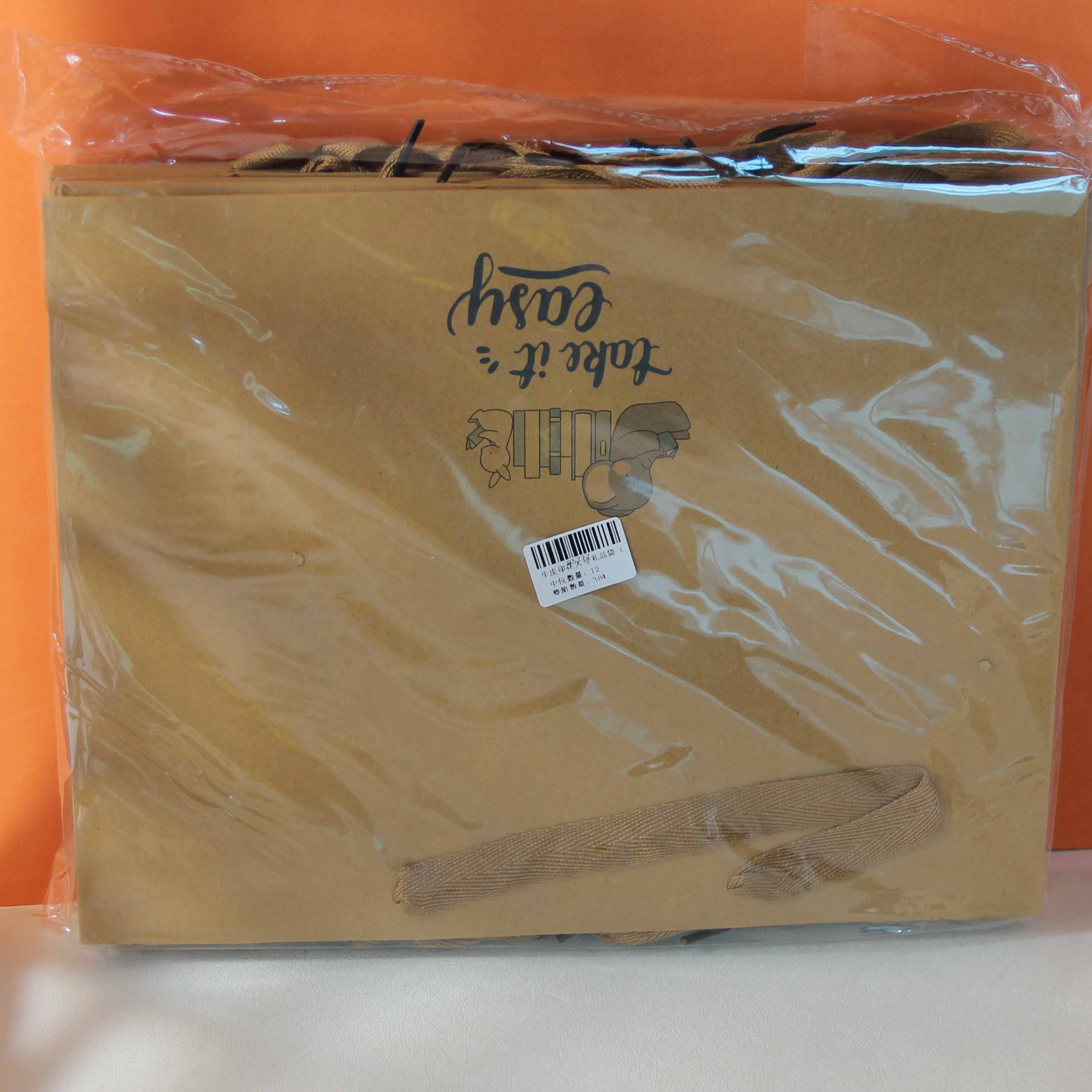 Brown Printed Large Gift Bag (Horizontal)