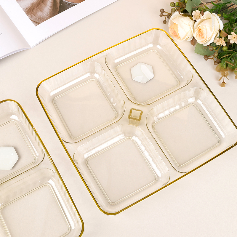 9021 four-compartment gold-edged fruit plate
