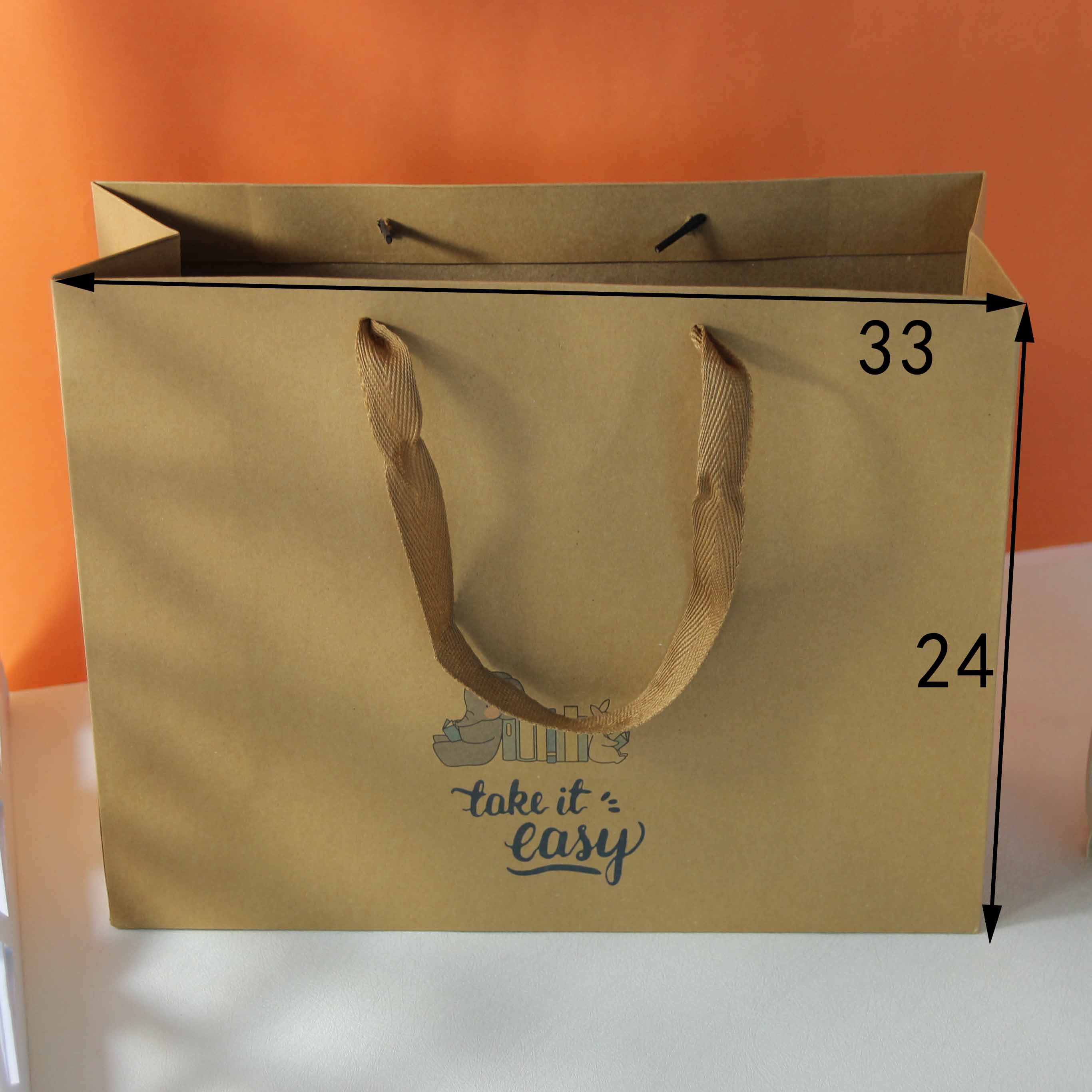 Brown Printed Large Gift Bag (Horizontal) - Image 2