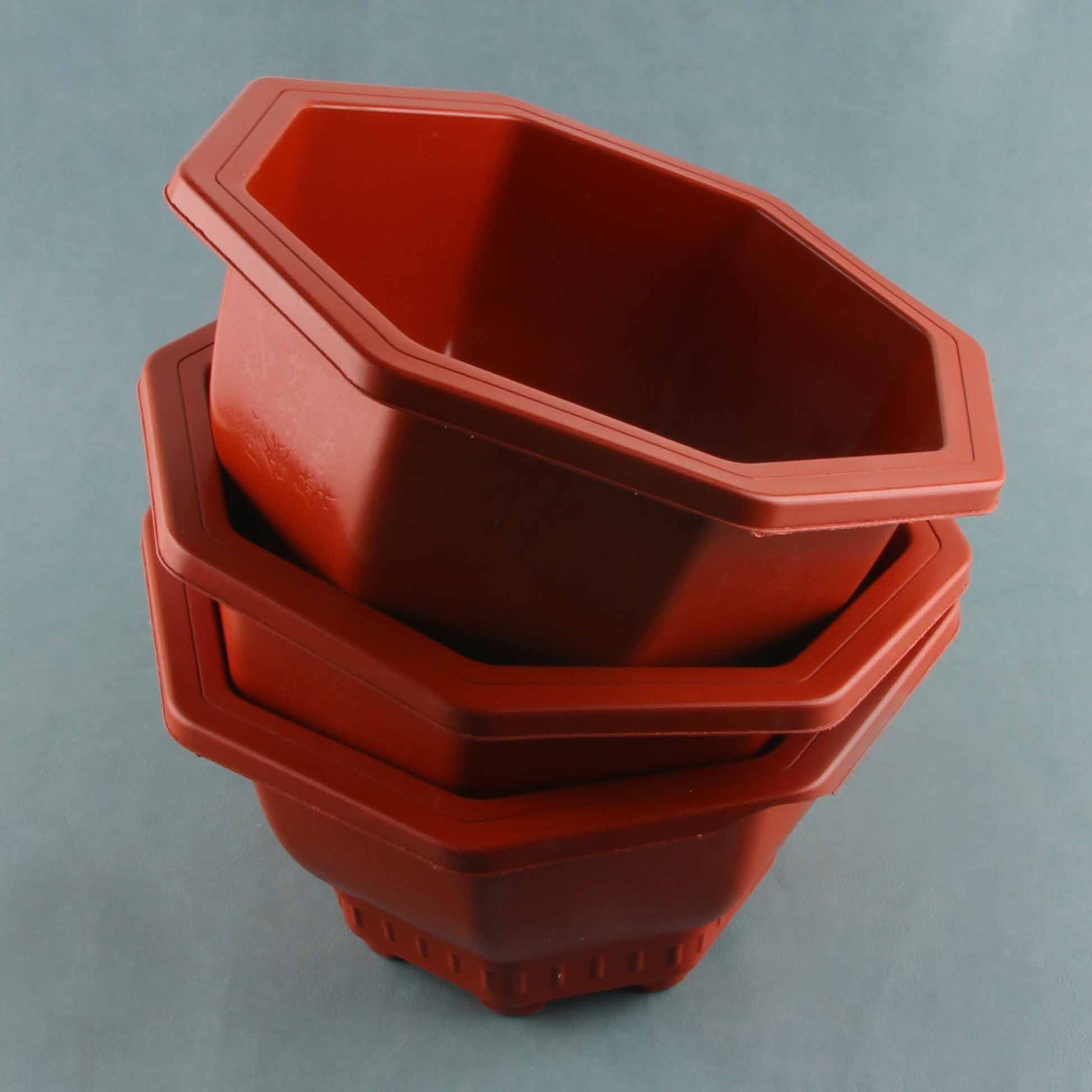 A-49 Red Octagonal Flower Pot (150) - Ảnh 2