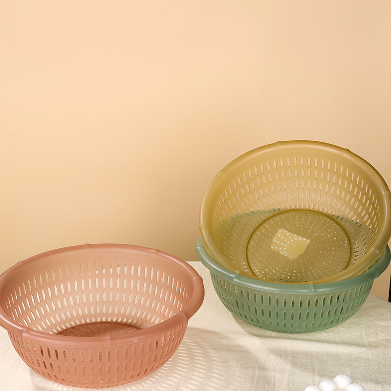 HT5898 transparent round bamboo vegetable basket (26.3*10)