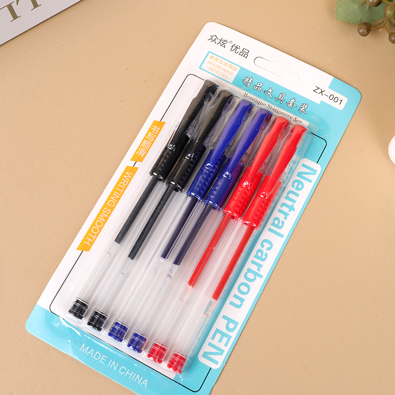 6 office gel pens (2 black, 2 red, 2 blue)