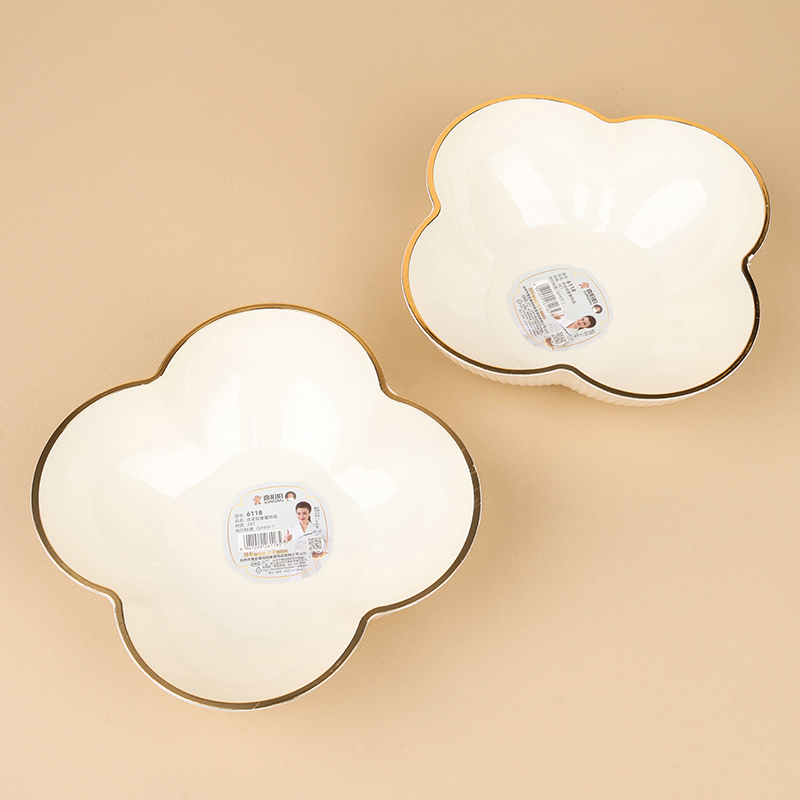 6118 gilded four-sided flower-shaped fruit plate (18*5.5cm)