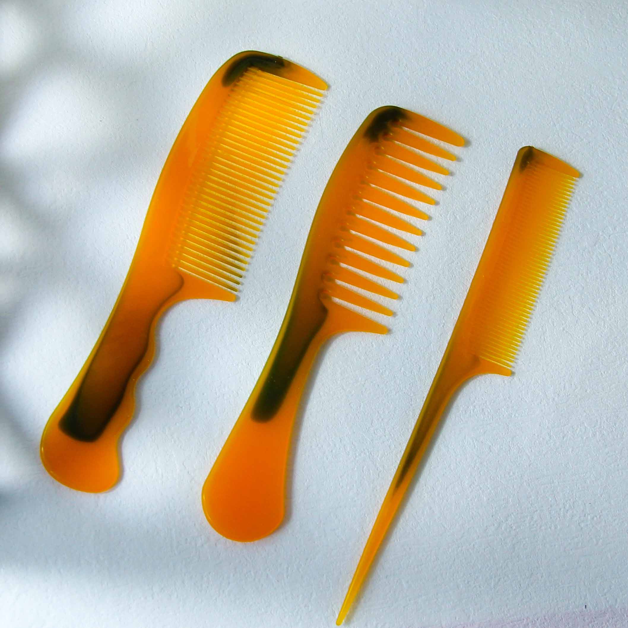 Flower Fate Cow Horn Comb Three-Piece Set