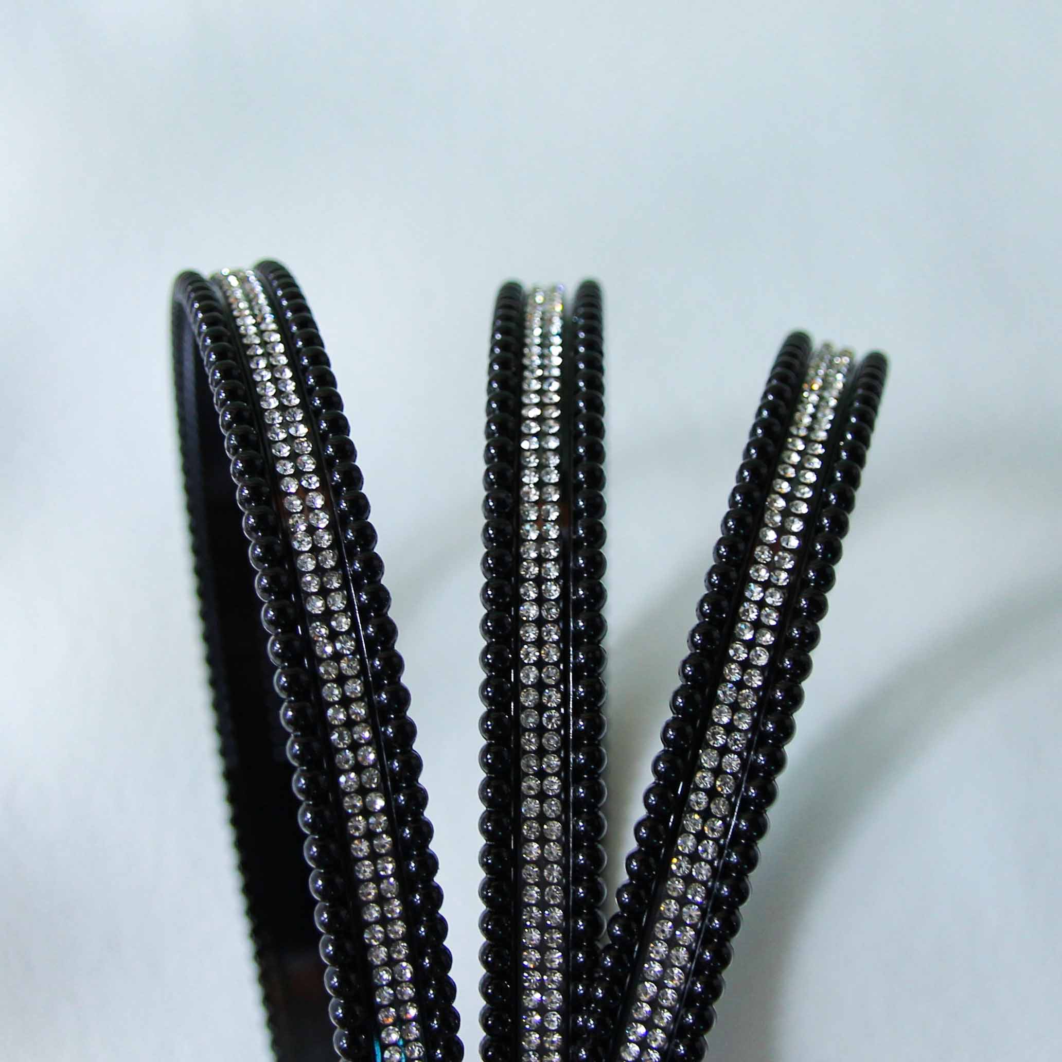Two-Row Rhinestone Black Hairhoop - Image 2