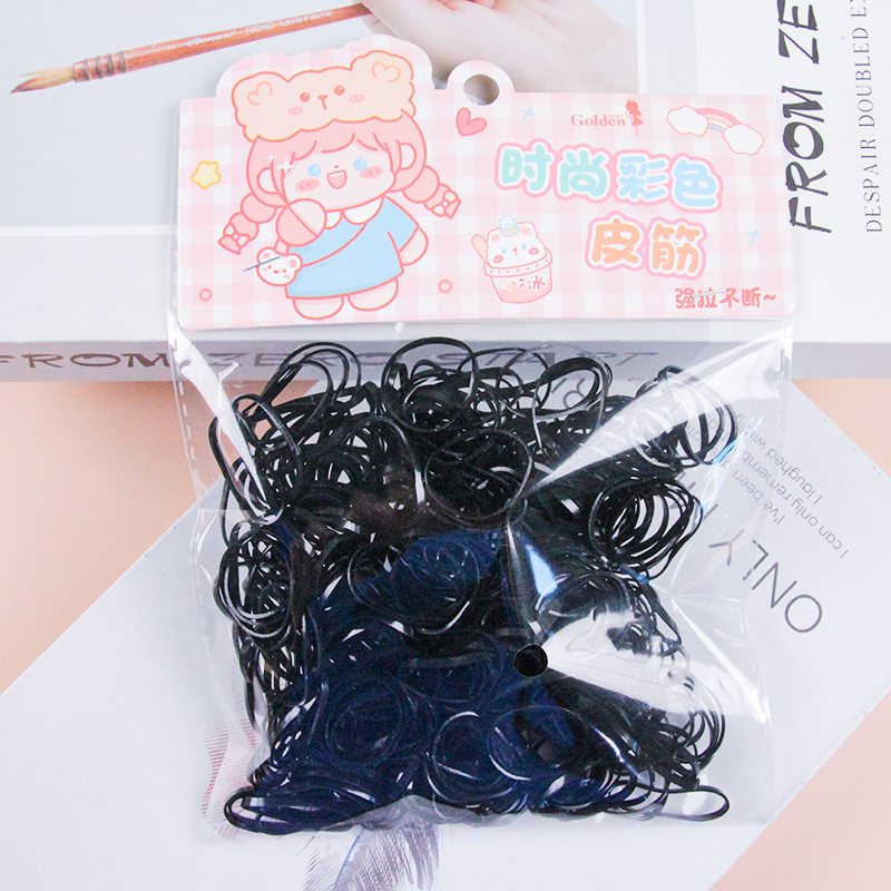 Bagged Little Bear Doll Unbreakable Hair Ties (Black)