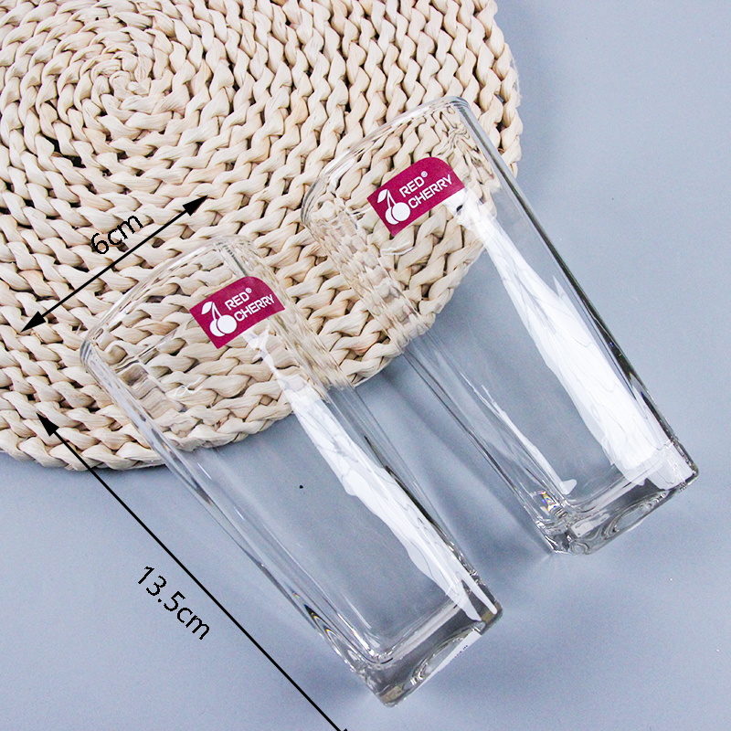 Red Cherry 310C Tall Square Glass Cup